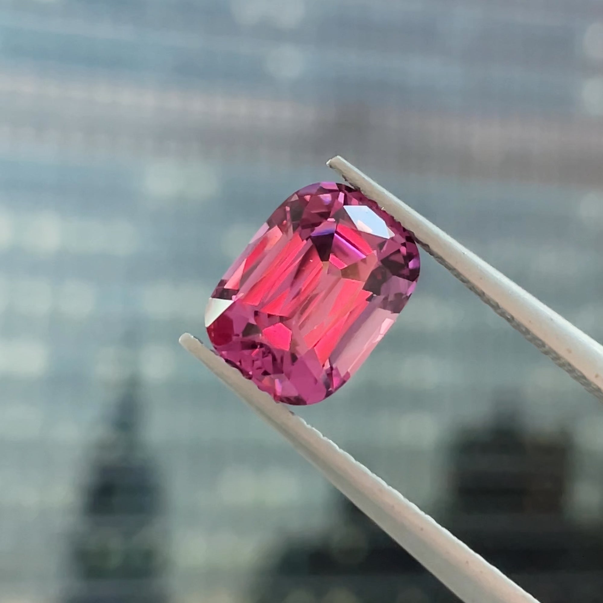 3.08 ct Raspberry Mahenge Garnet From Tanzania, precision cut, face-up, view 9