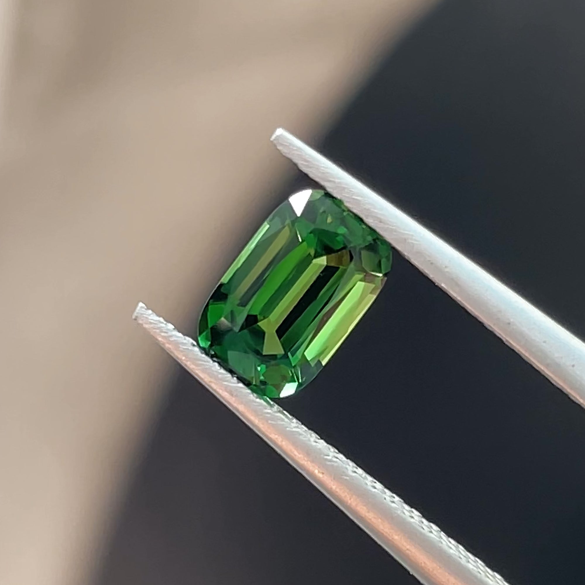 0.93 ct Chrome Tourmaline from Tanzania, precision cut, face-up, view 8