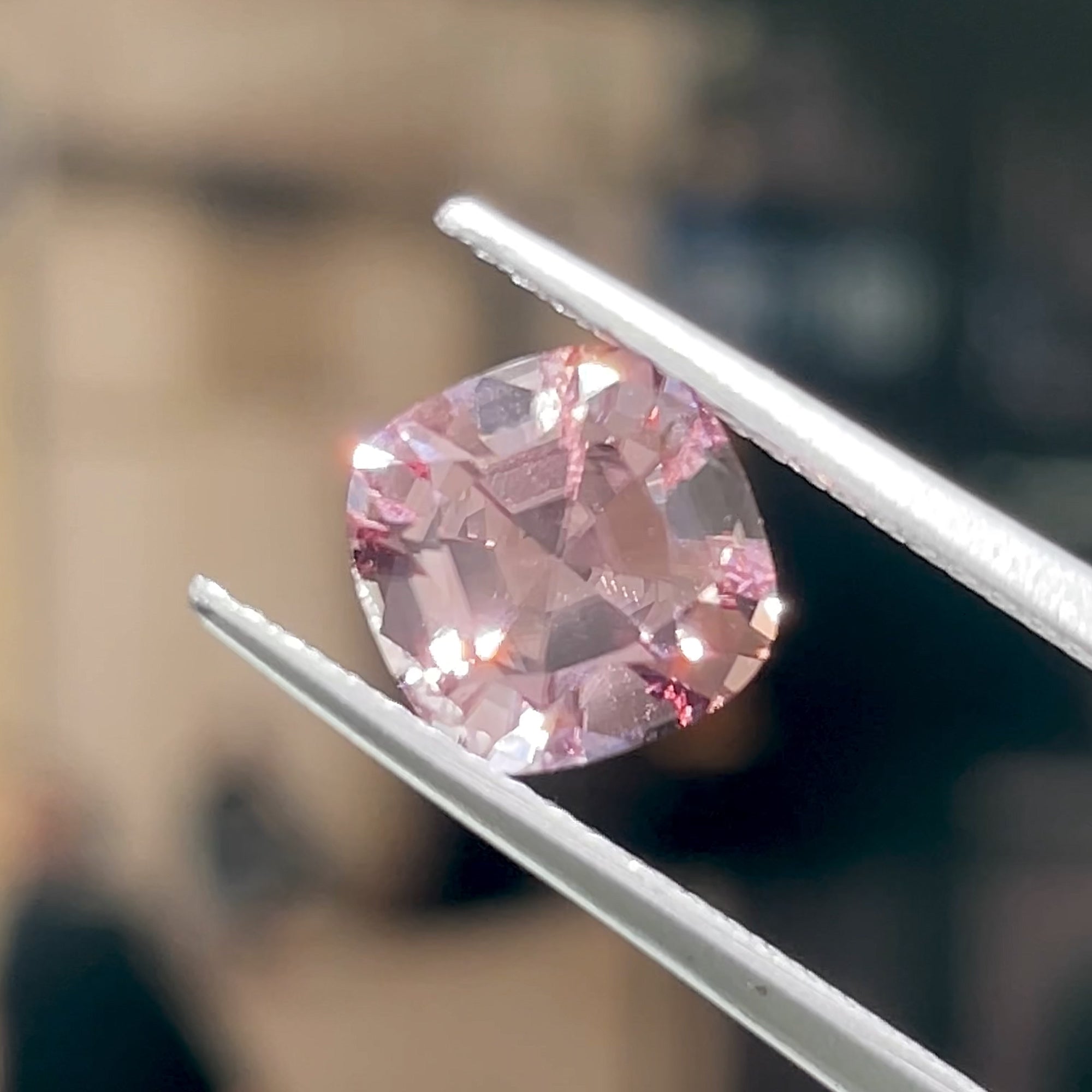 2.56 ct Unheated Pink Zircon from Mozambique, precision cut, face-up, view 9