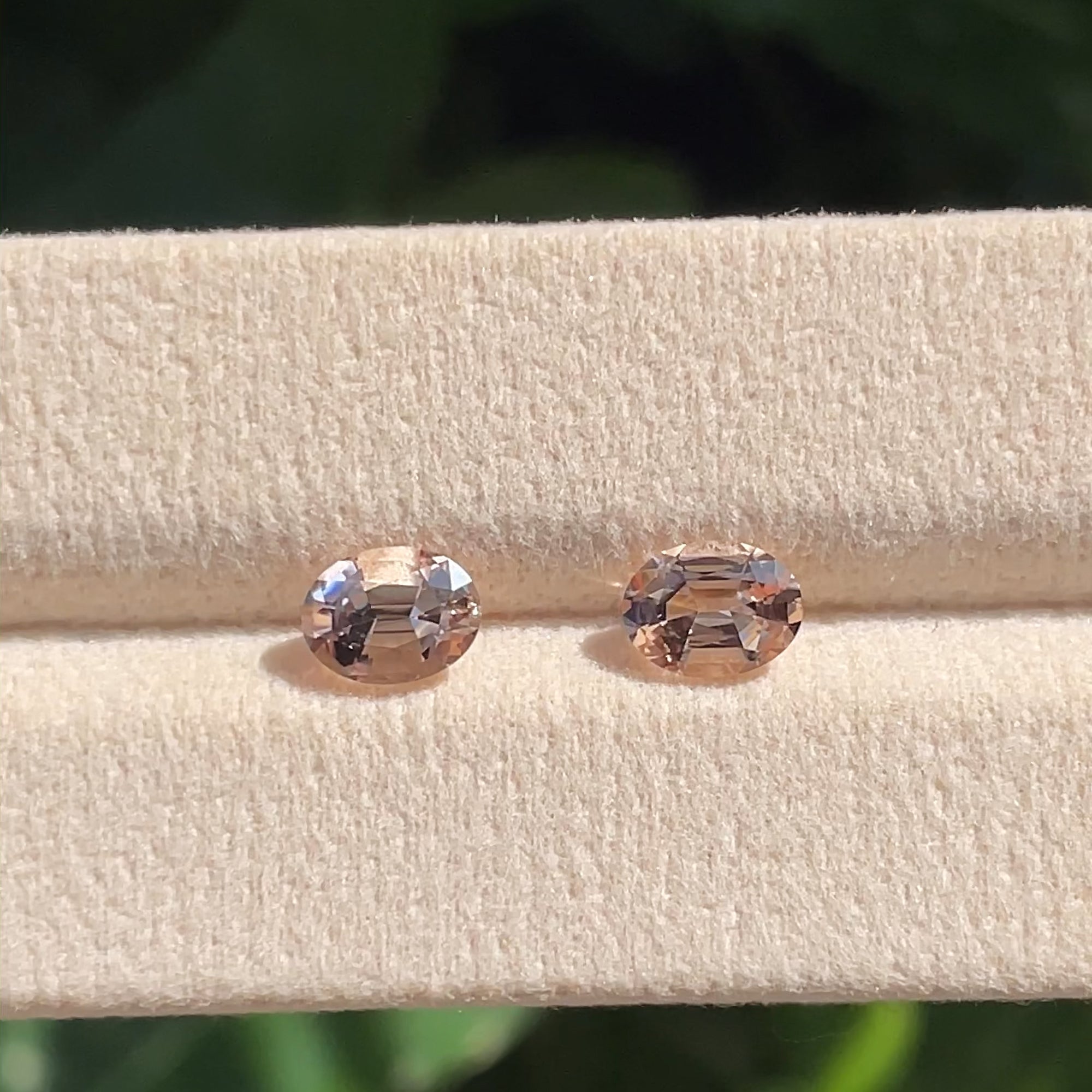 1.63 ct Peach Morganite Pair from Nigeria, precision cut, face-up, view 7