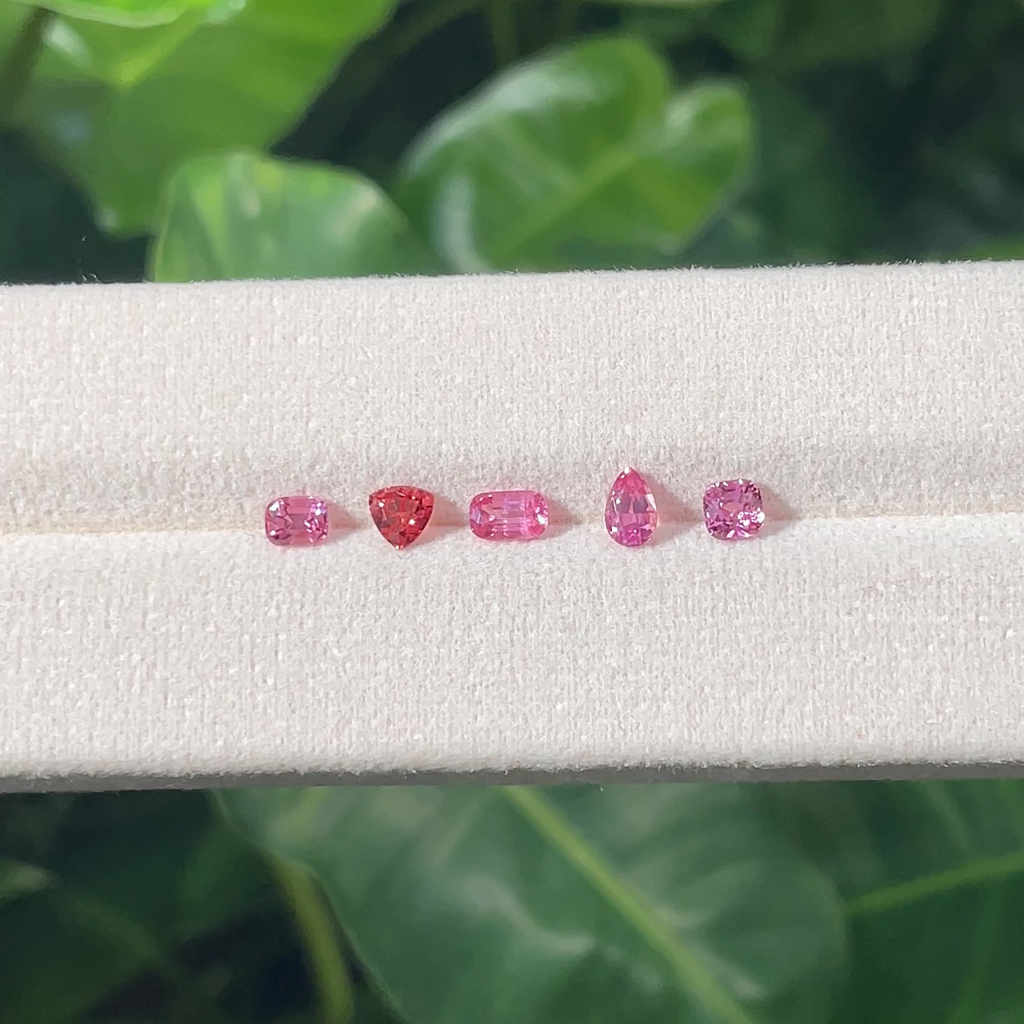 1.56 ct Mahenge Spinel Collector Set, precision cut, face-up, view 9