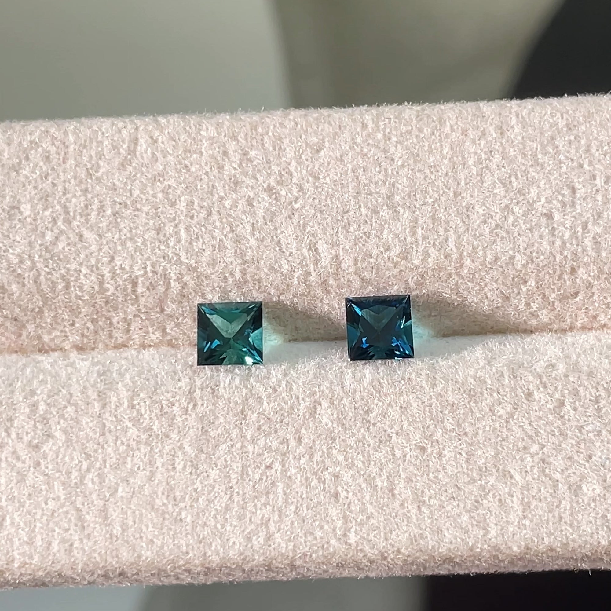 0.88 ct Lagoon Tourmaline Toi & Moi Pair from Namibia, precision cut, face-up, view 8