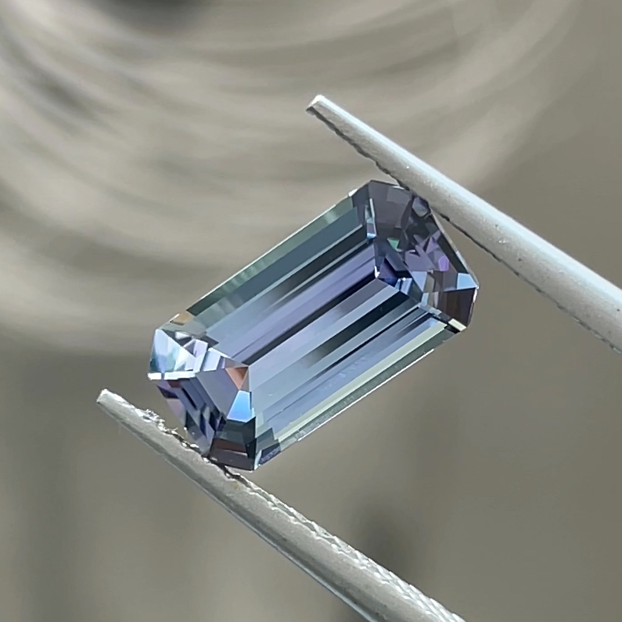 1.97 ct Mermaid Tanzanite, precision cut, face-up, view 9