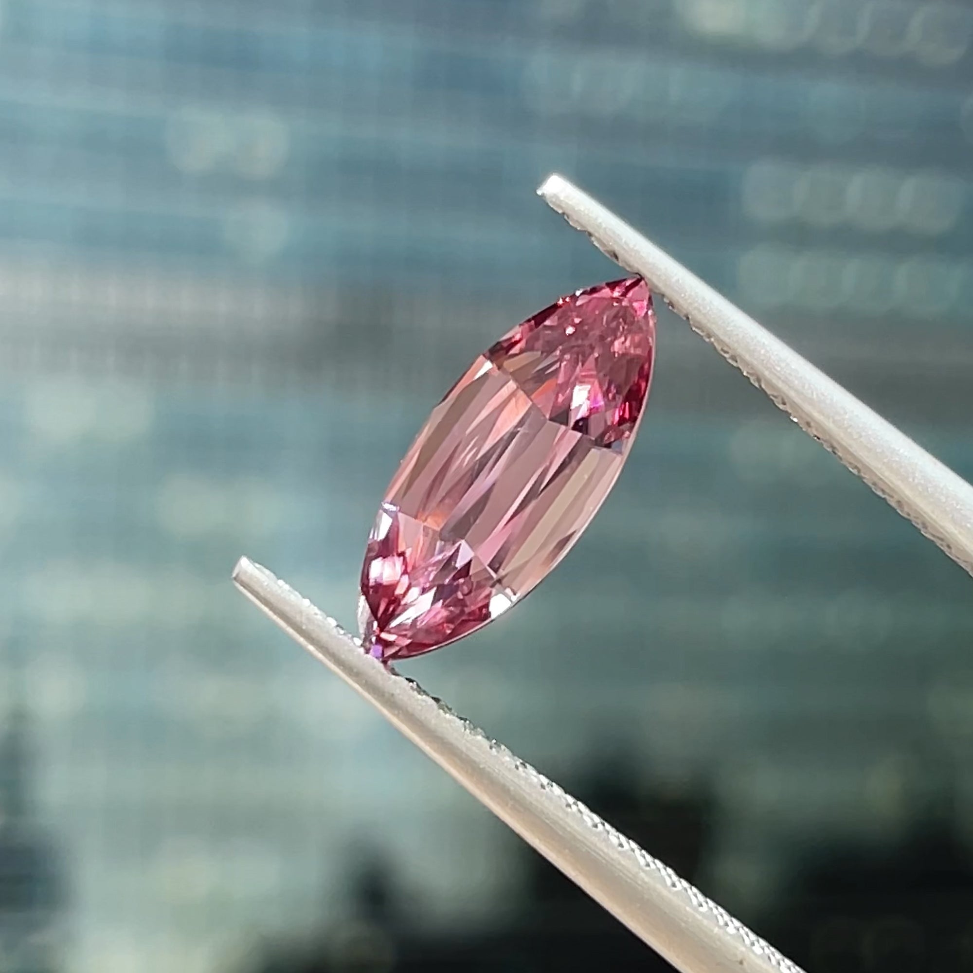 2.05 ct Unheated Pink Zircon from Mozambique, precision cut, face-up, view 10