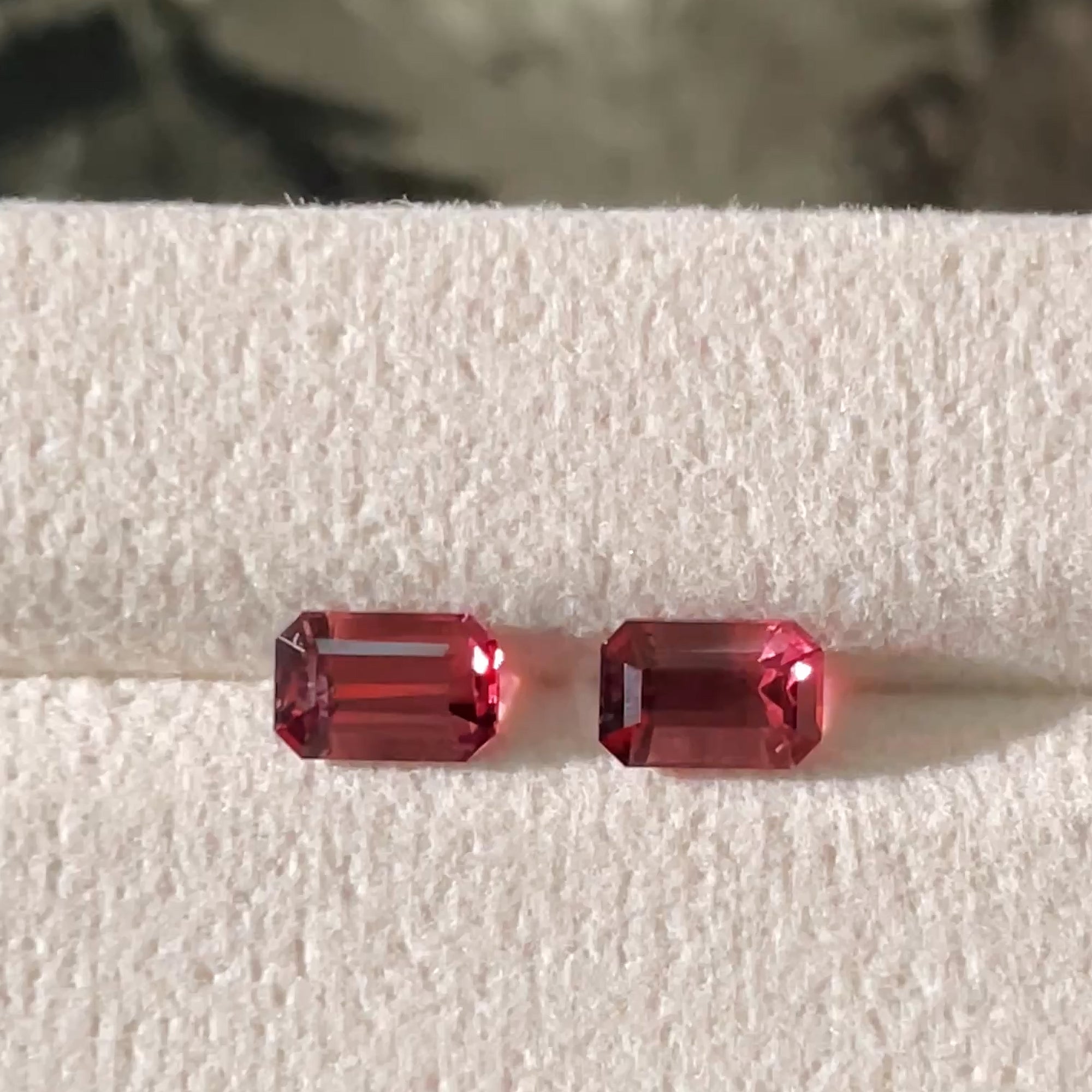 2.64 ct Pink-Red Tourmaline Matching Pair from Nigeria, precision cut, face-up, view 8