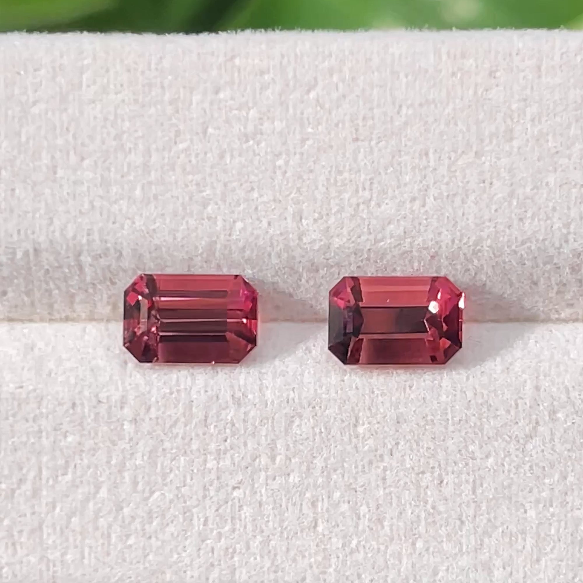 2.64 ct Pink-Red Tourmaline Matching Pair from Nigeria, precision cut, face-up, view 7