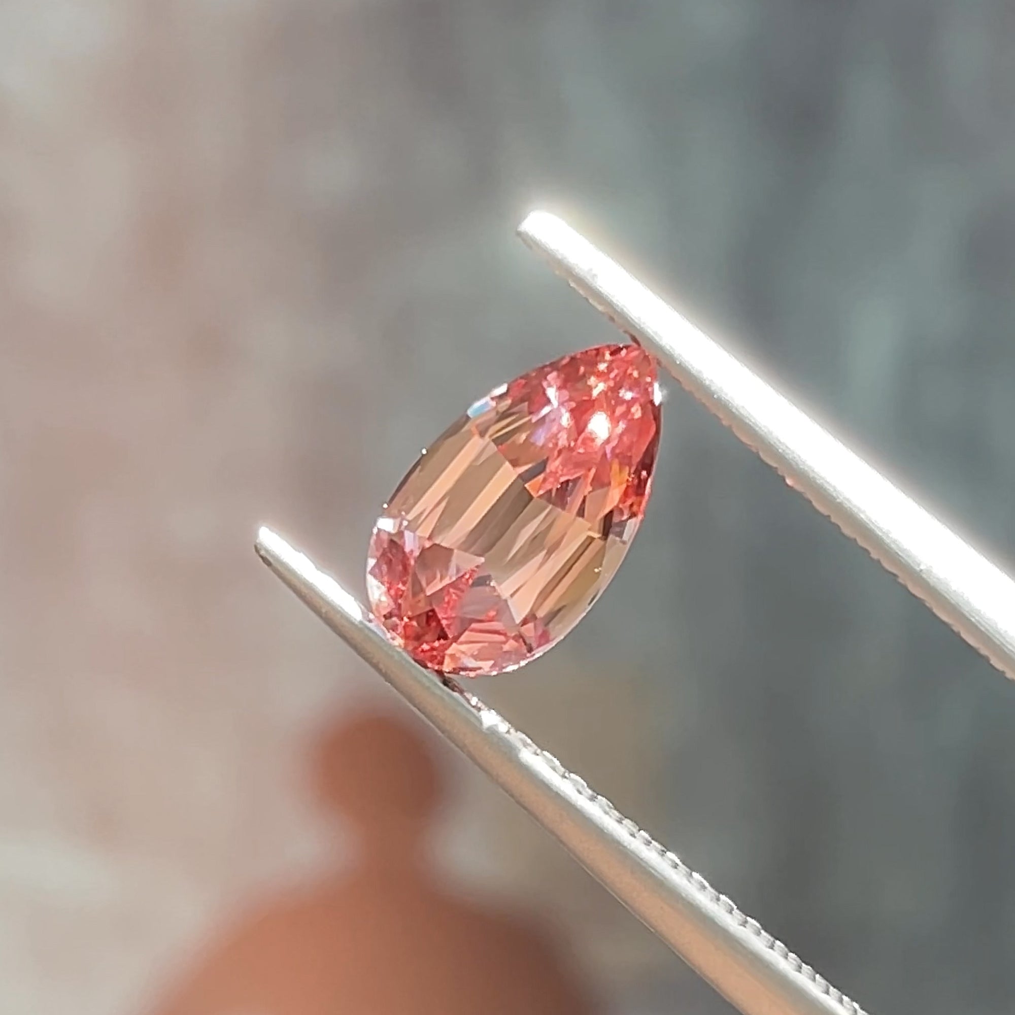 1.88 ct Unheated Peachy Pink Zircon from Mozambique, precision cut, face-up, view 8