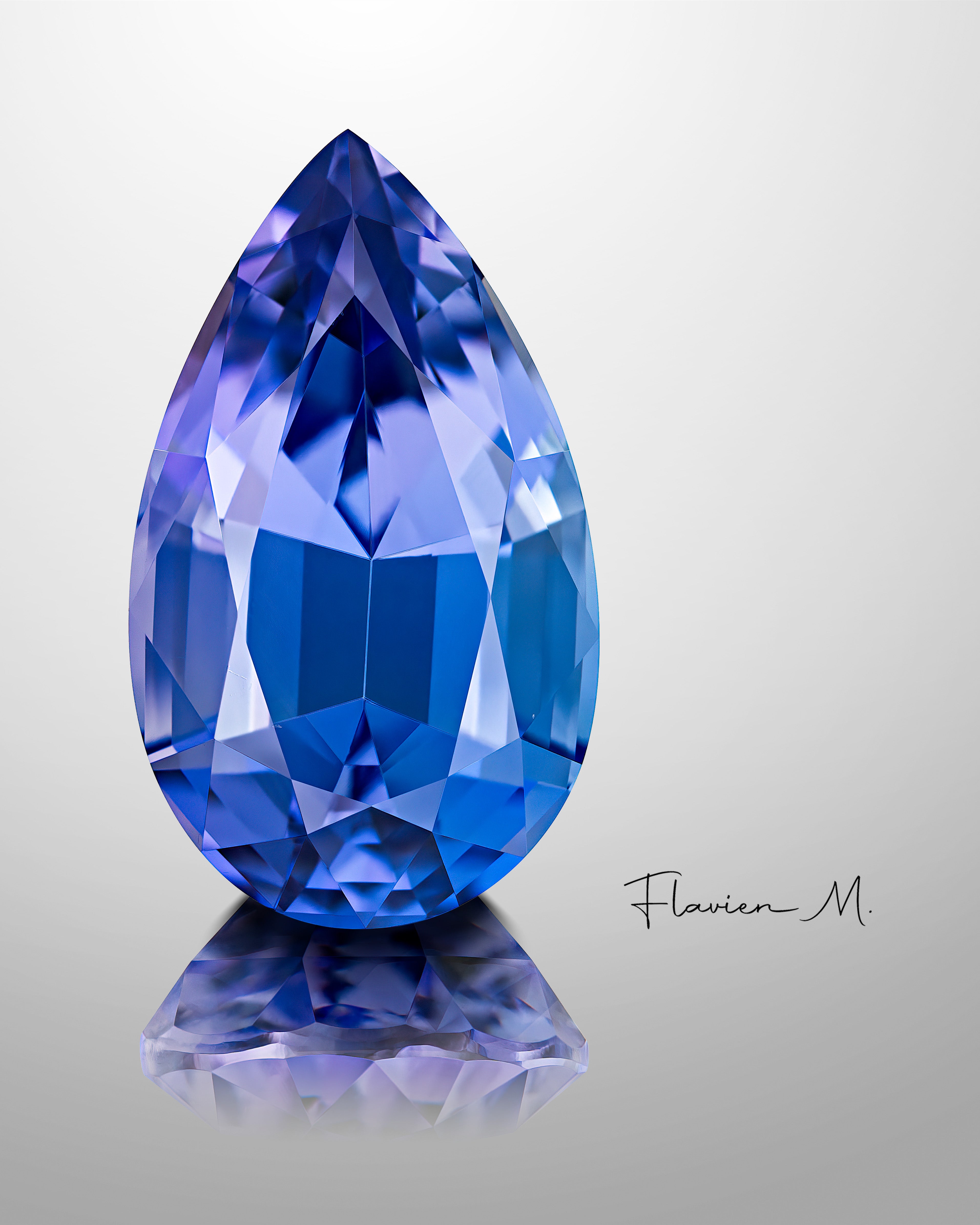 Unheated Peacock Tanzanite, professional photography, face-up