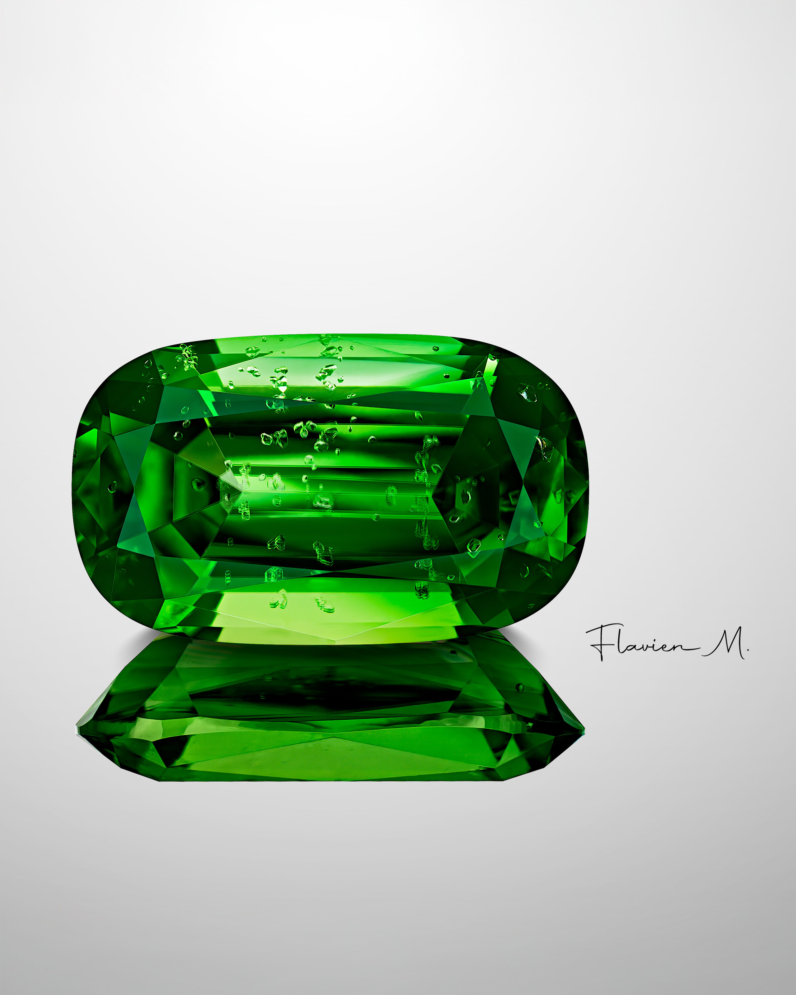 1.33 ct Chrome Tourmaline from Tanzania, precision cut, face-up, view 1