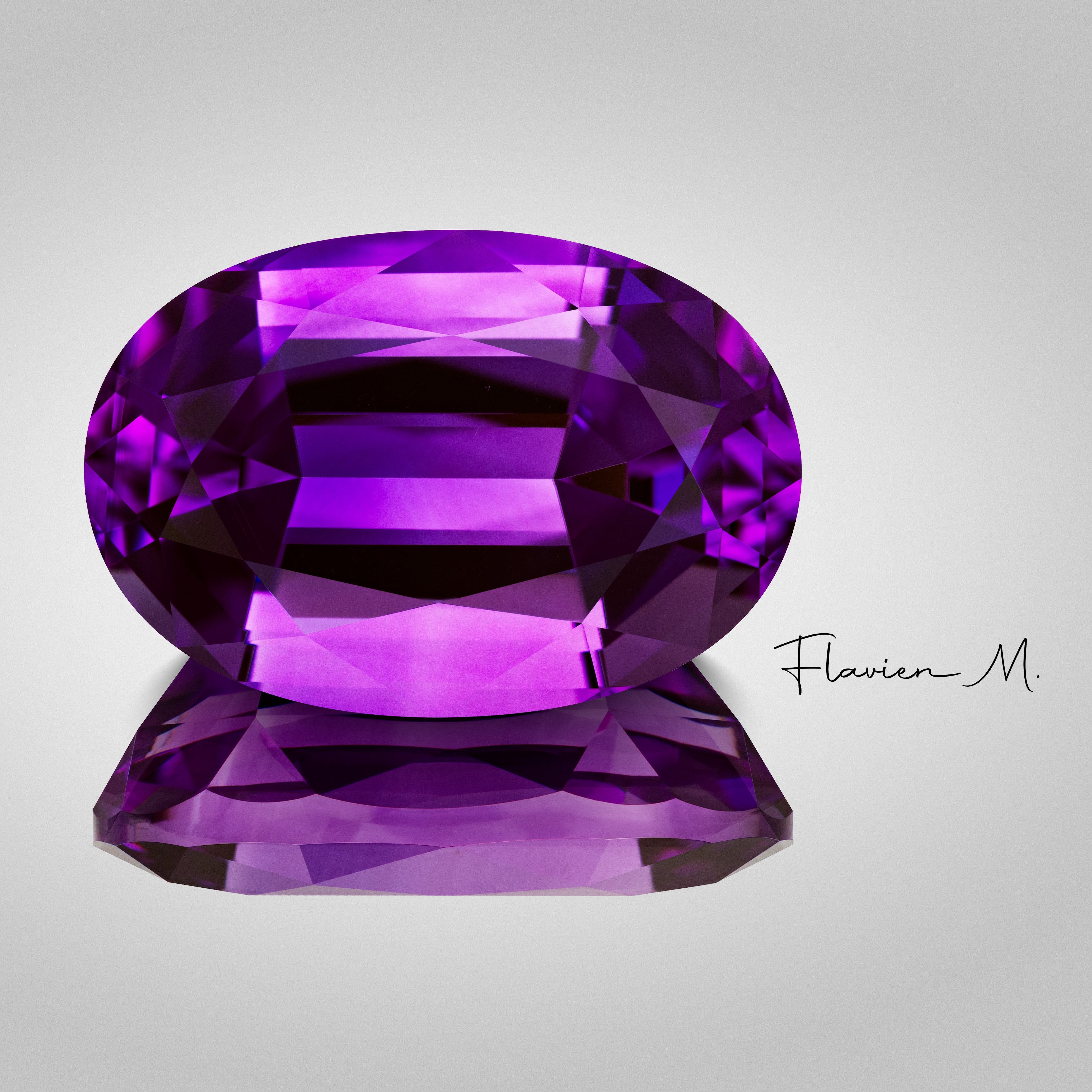 16.83 ct Amethyst from Rwanda, precision cut, face-up, view 3