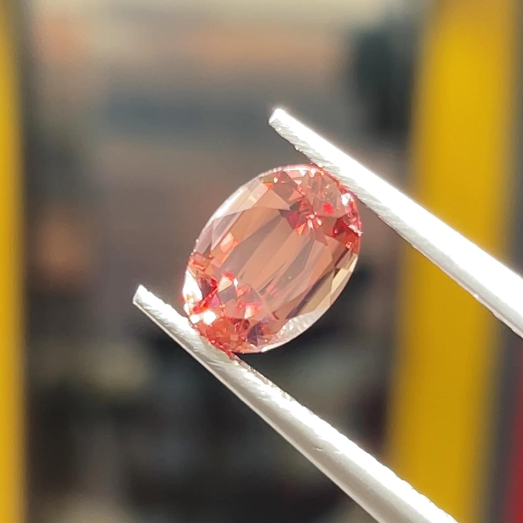 1.66 ct Unheated Peachy Pink Zircon from Mozambique, precision cut, face-up, view 8