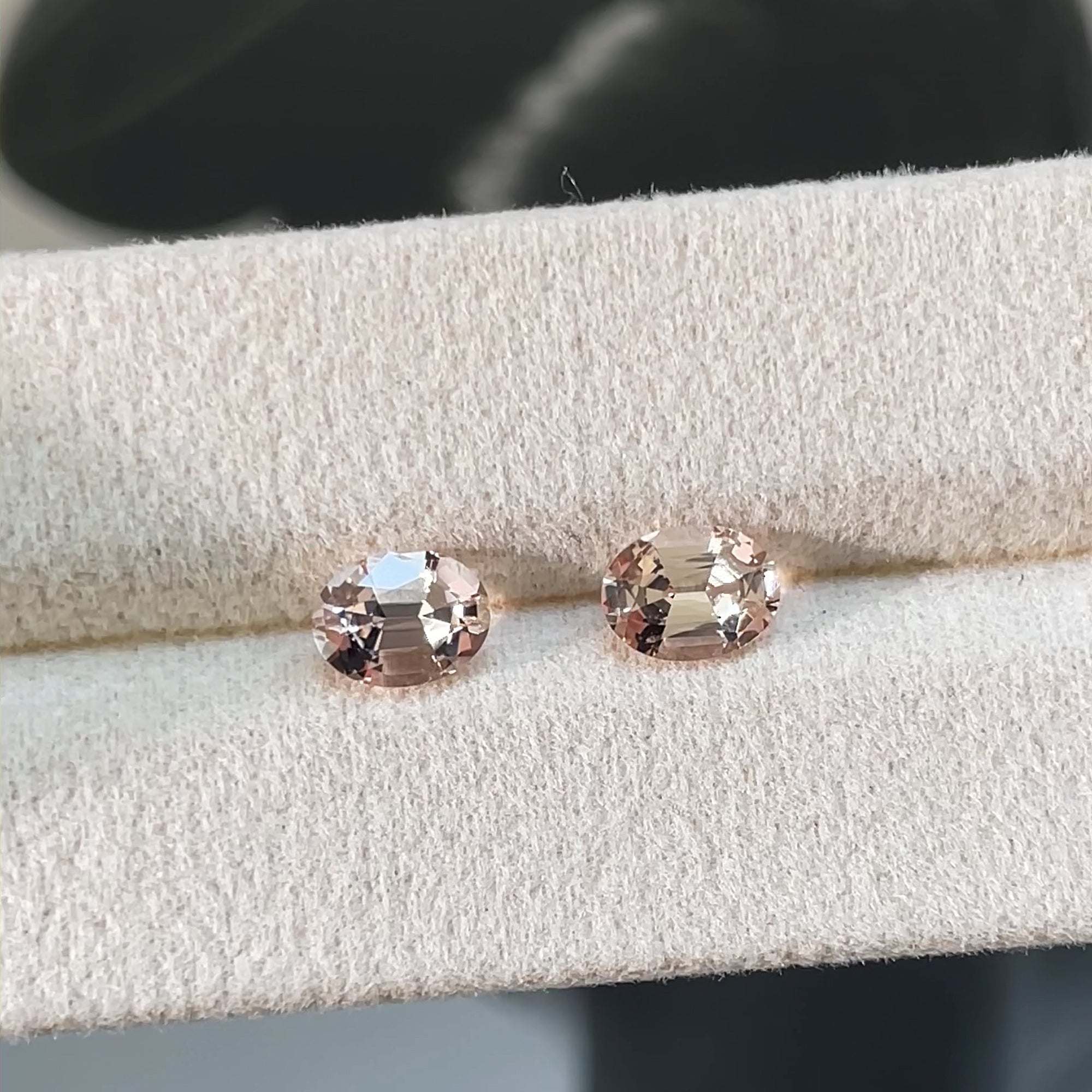 1.63 ct Peach Morganite Pair from Nigeria, precision cut, face-up, view 8