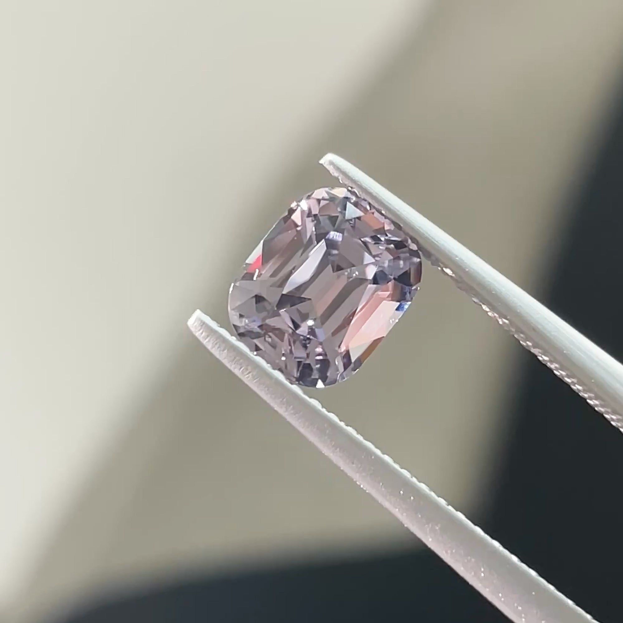 1.48 ct Purplish Grey Spinel from Myanmar, precision cut, face-up, view 8