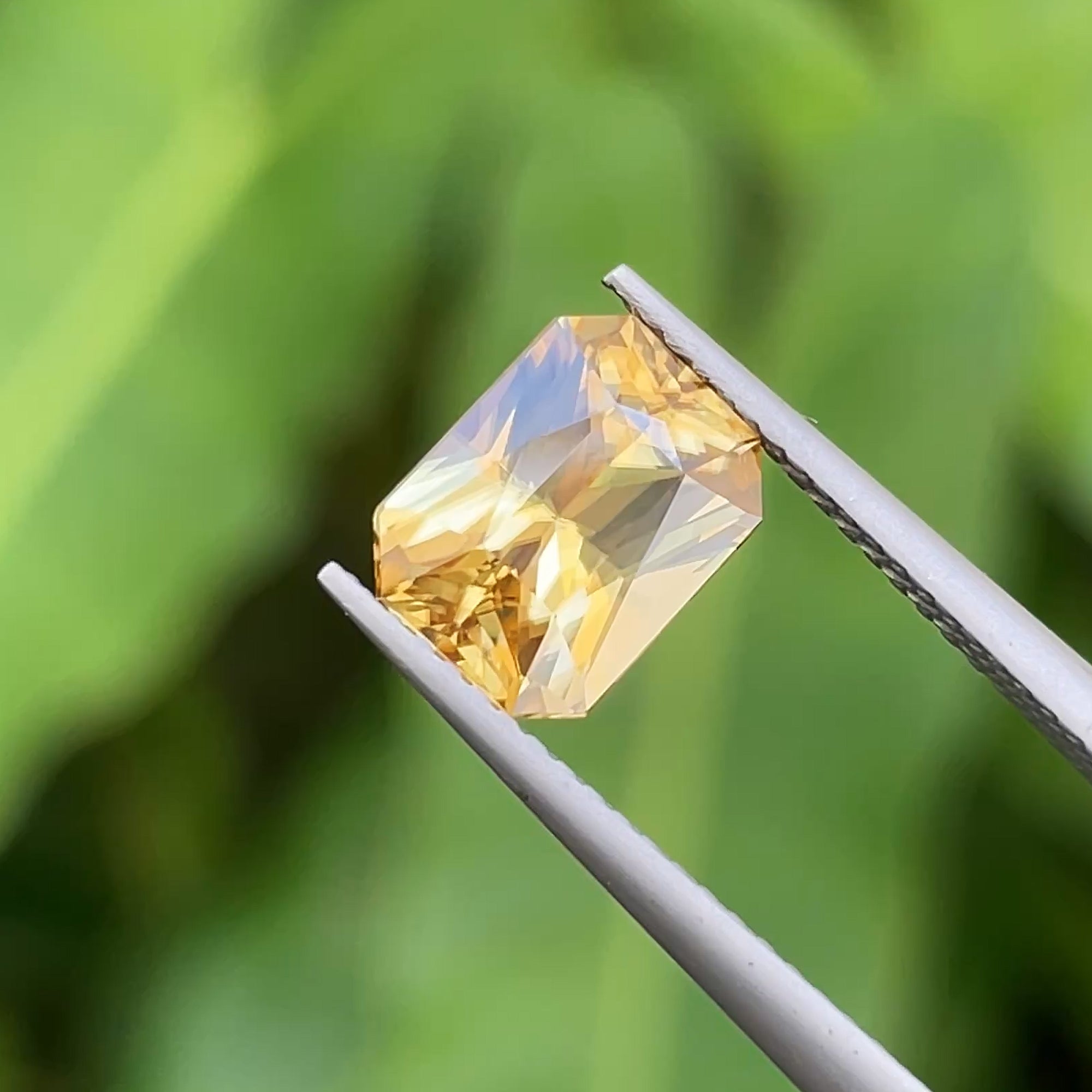2.96 ct Radiant Golden Zircon, precision cut, face-up, view 9