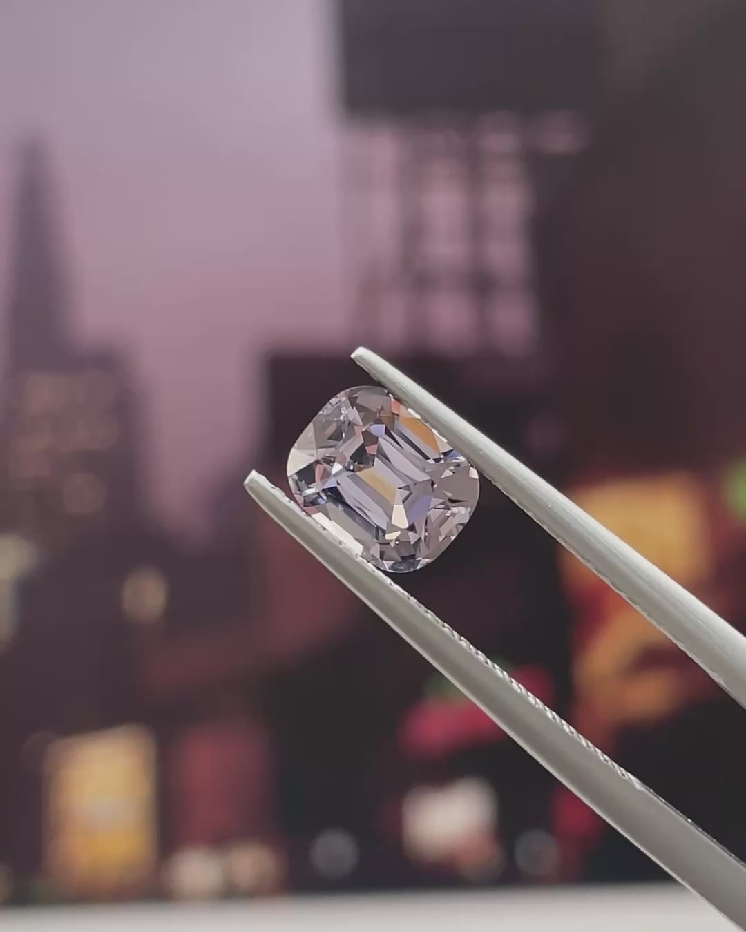 1.48 ct Purplish Grey Spinel from Myanmar, precision cut, face-up, view 2