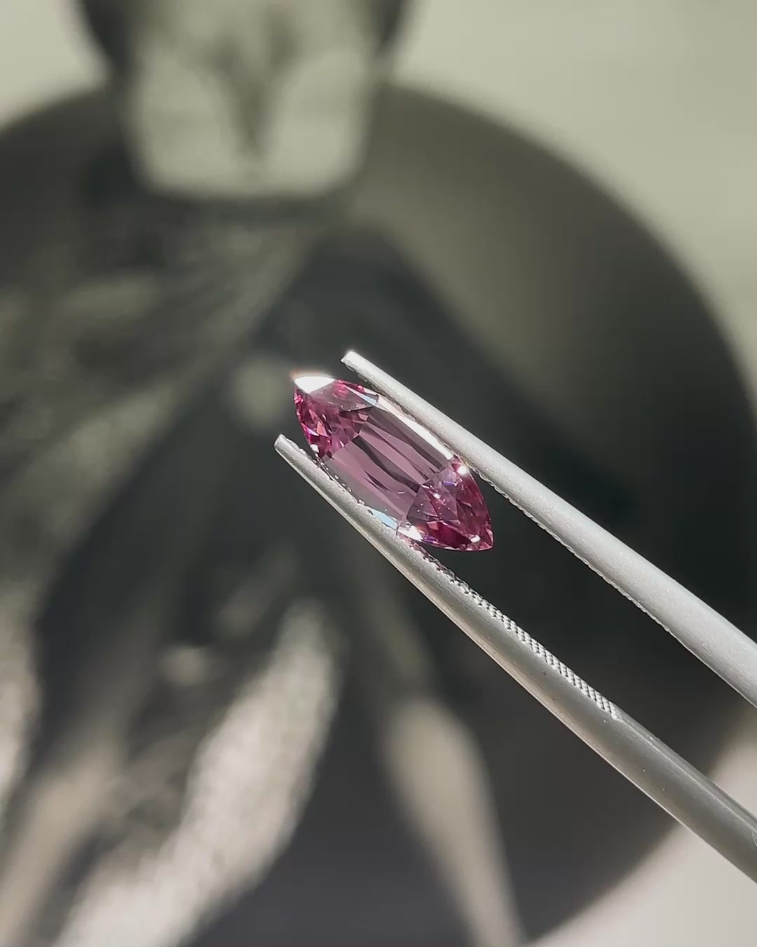 2.05 ct Unheated Pink Zircon from Mozambique, precision cut, face-up, view 1
