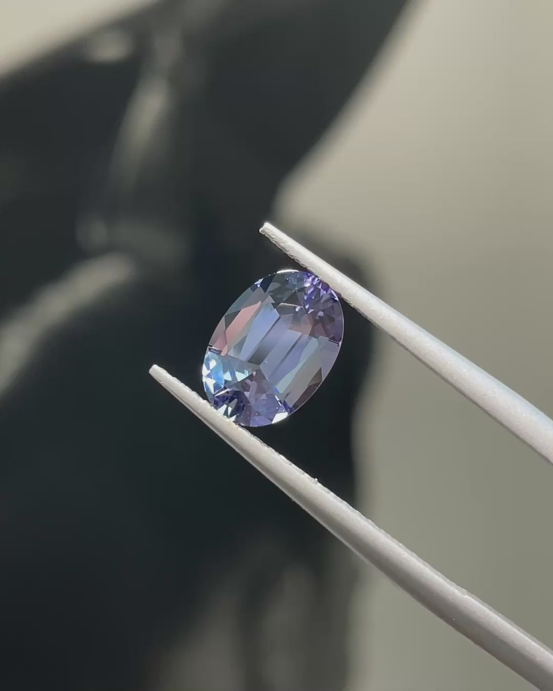 1.98 ct Unheated Peacock Tanzanite, precision cut, face-up, view 1
