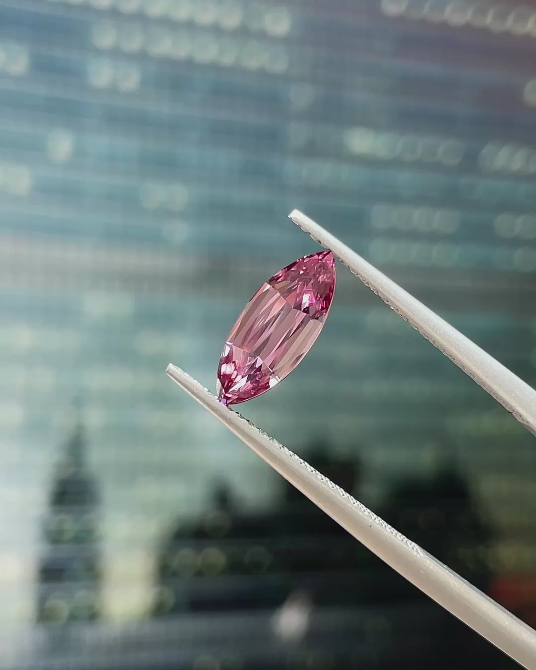 2.05 ct Unheated Pink Zircon from Mozambique, precision cut, face-up, view 2