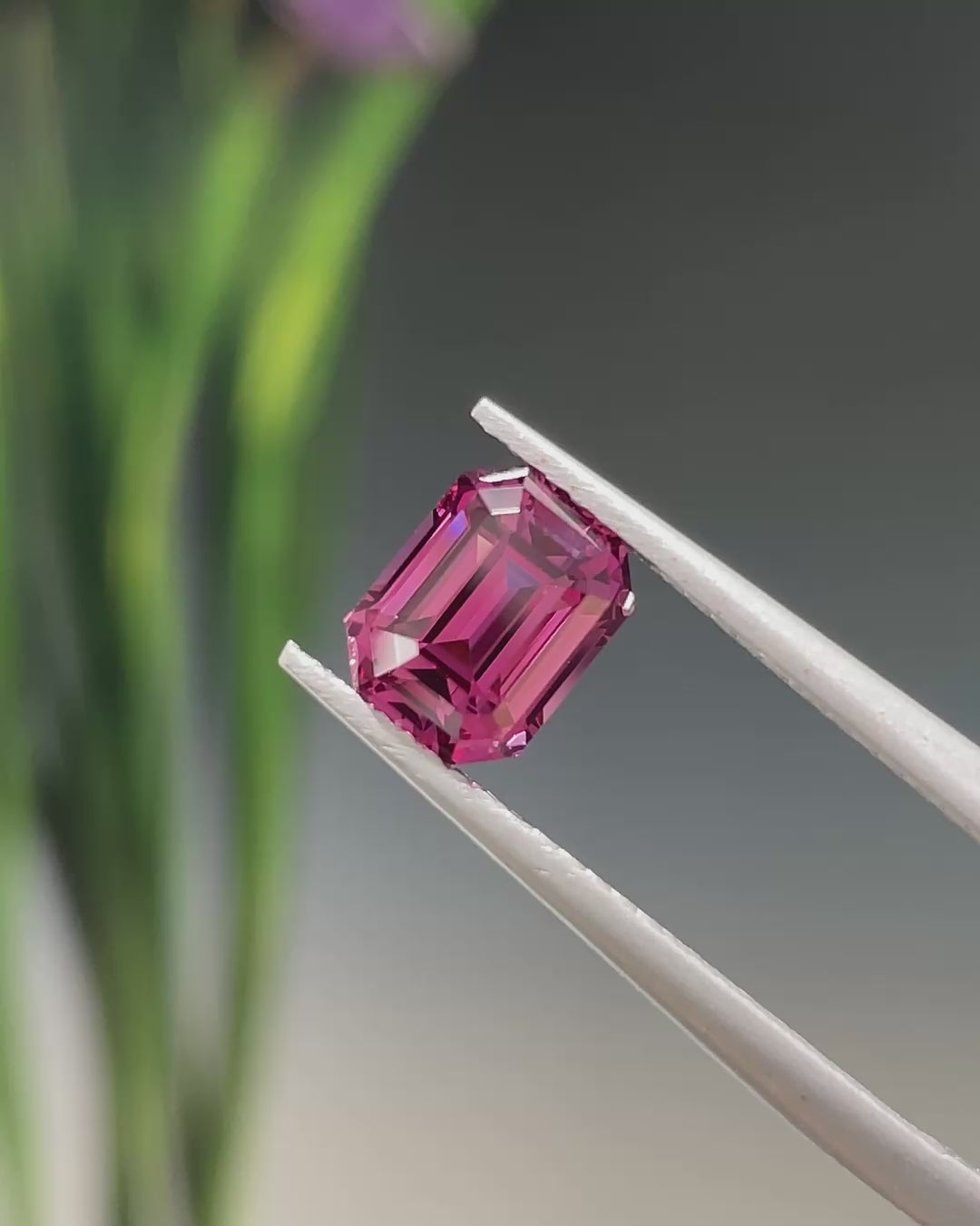 2.0 ct Purplish Pink Spinel from Tanzania, precision cut, face-up, view 1