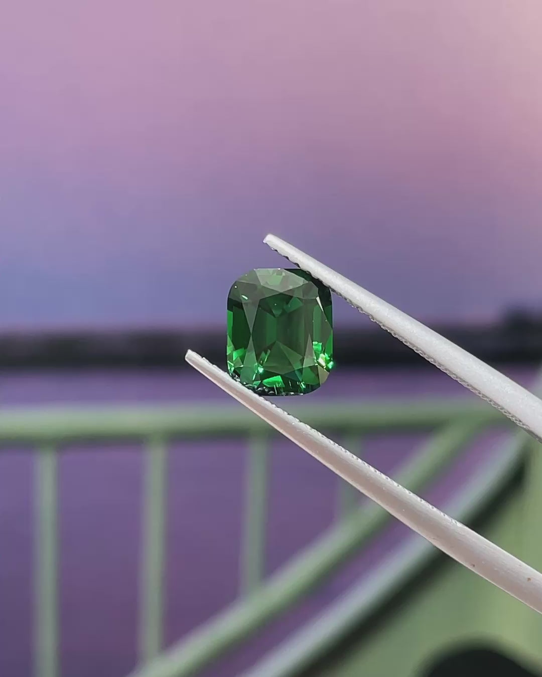 1.57 ct Rich Green Chrome Tourmaline from Tanzania, precision cut, face-up, view 1