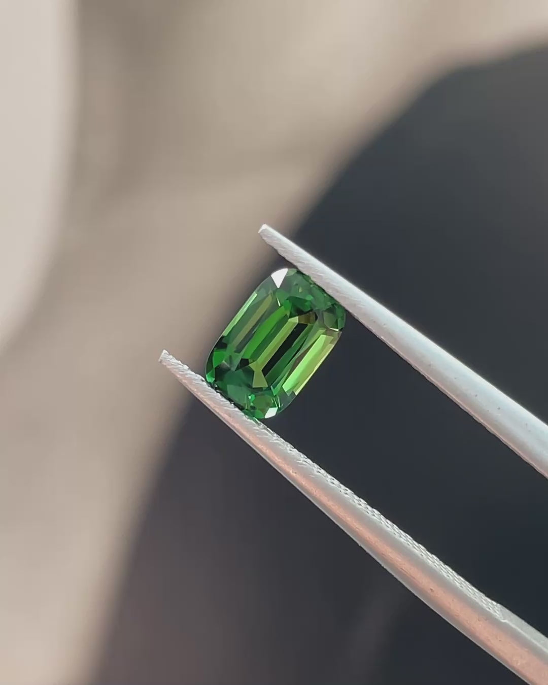 0.93 ct Chrome Tourmaline from Tanzania, precision cut, face-up, view 1