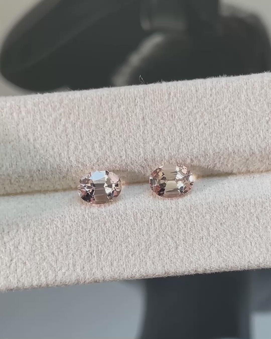 1.63 ct Peach Morganite Pair from Nigeria, precision cut, face-up, view 2