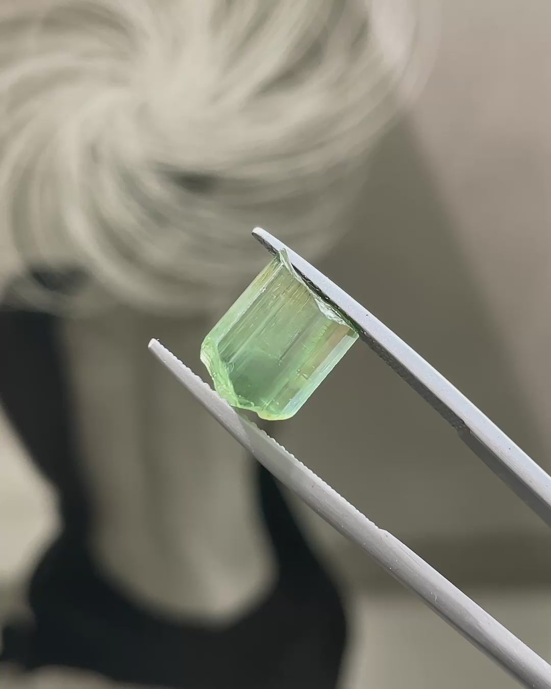 1.85 ct Green Tourmaline from Congo, precision cut, face-up, view 2