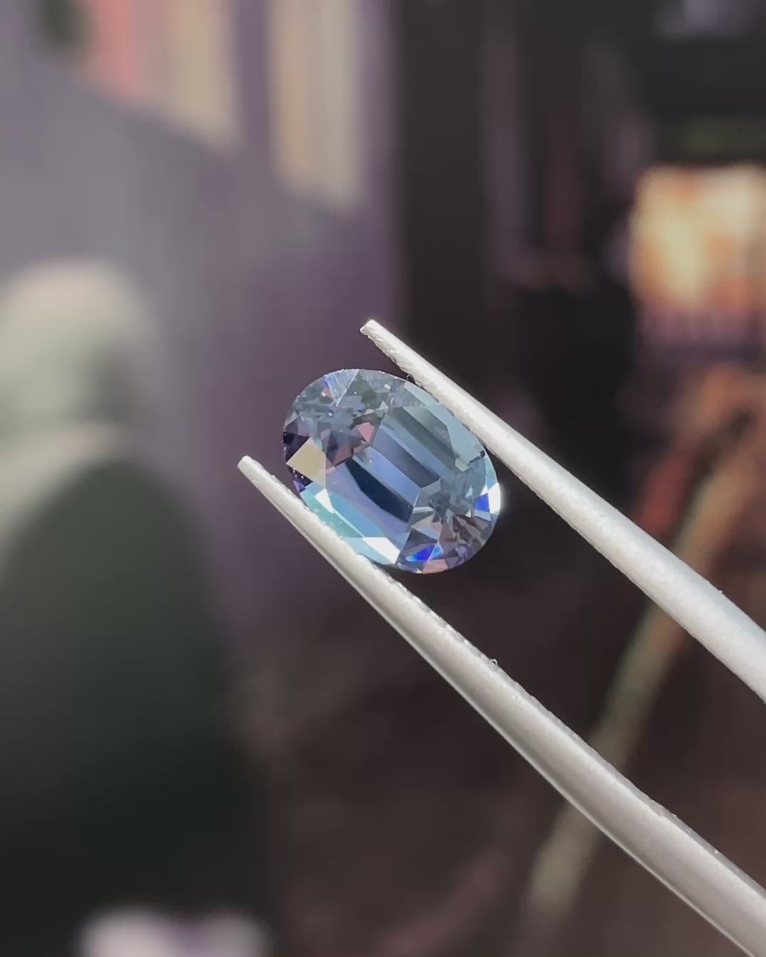 1.98 ct Unheated Peacock Tanzanite, precision cut, face-up, view 8