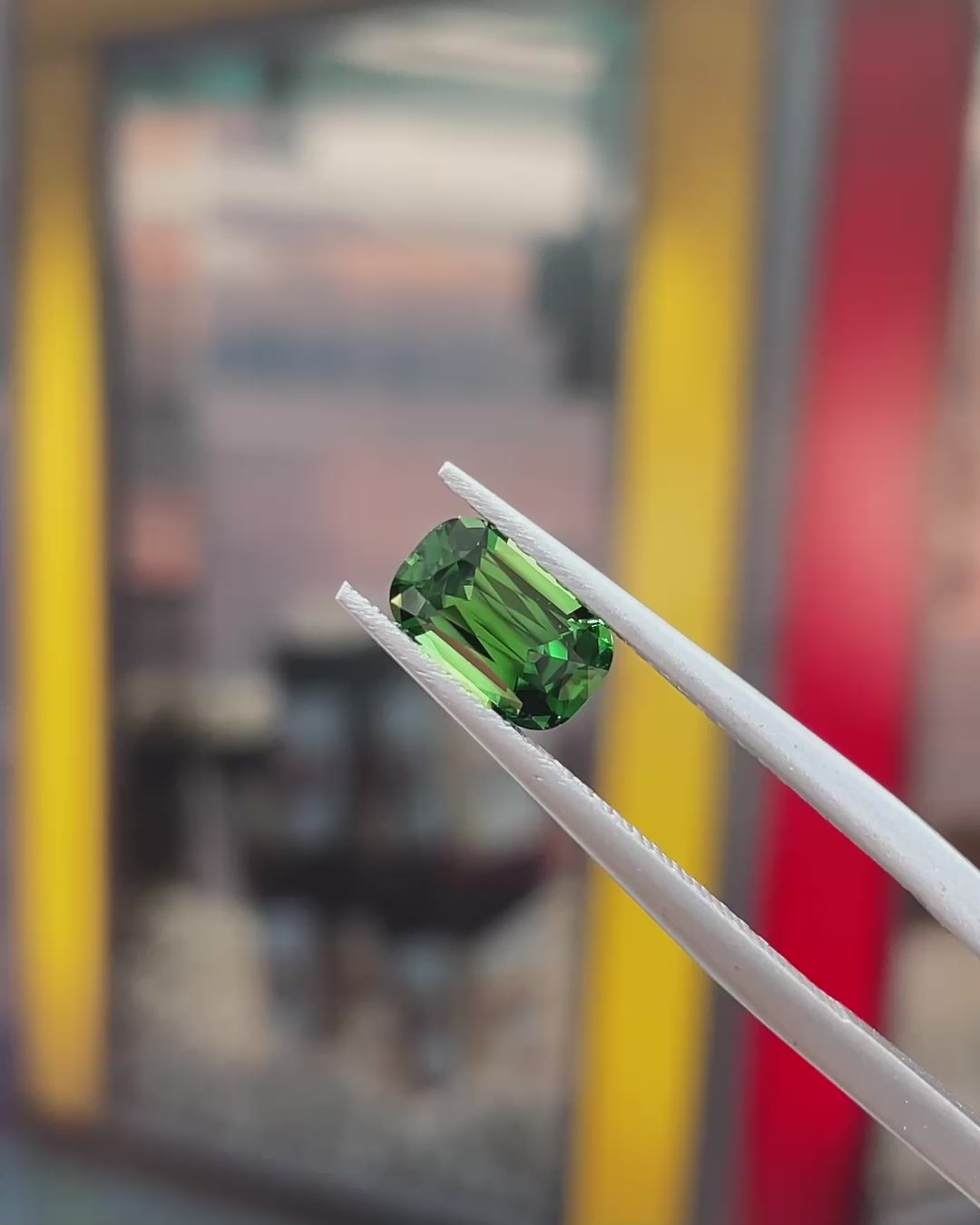 0.93 ct Chrome Tourmaline from Tanzania, precision cut, face-up, view 2