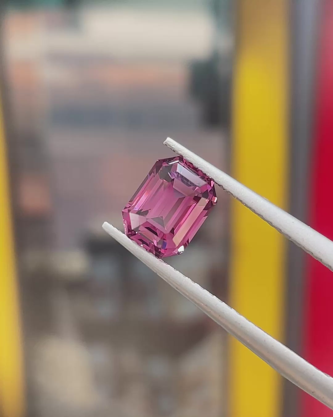 2.0 ct Purplish Pink Spinel from Tanzania, precision cut, face-up, view 6
