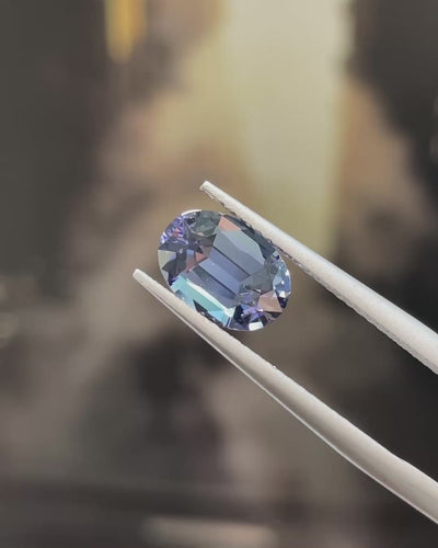 1.98 ct Unheated Peacock Tanzanite, precision cut, face-up, view 7