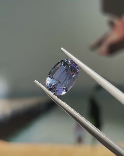 1.98 ct Unheated Peacock Tanzanite, precision cut, face-up, view 6