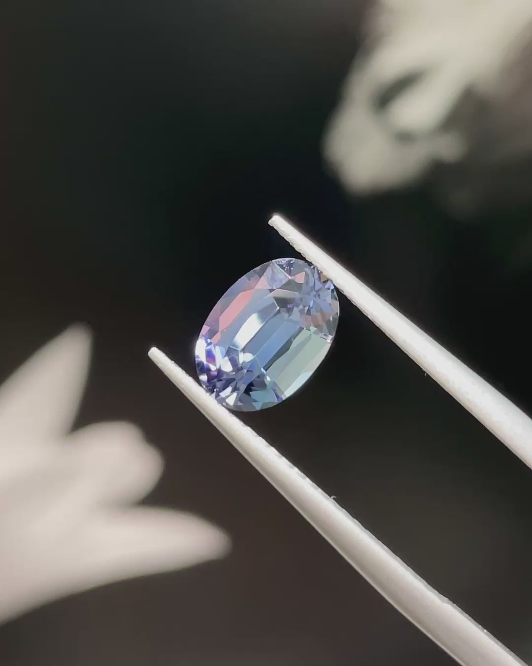 1.98 ct Unheated Peacock Tanzanite, precision cut, face-up, view 9