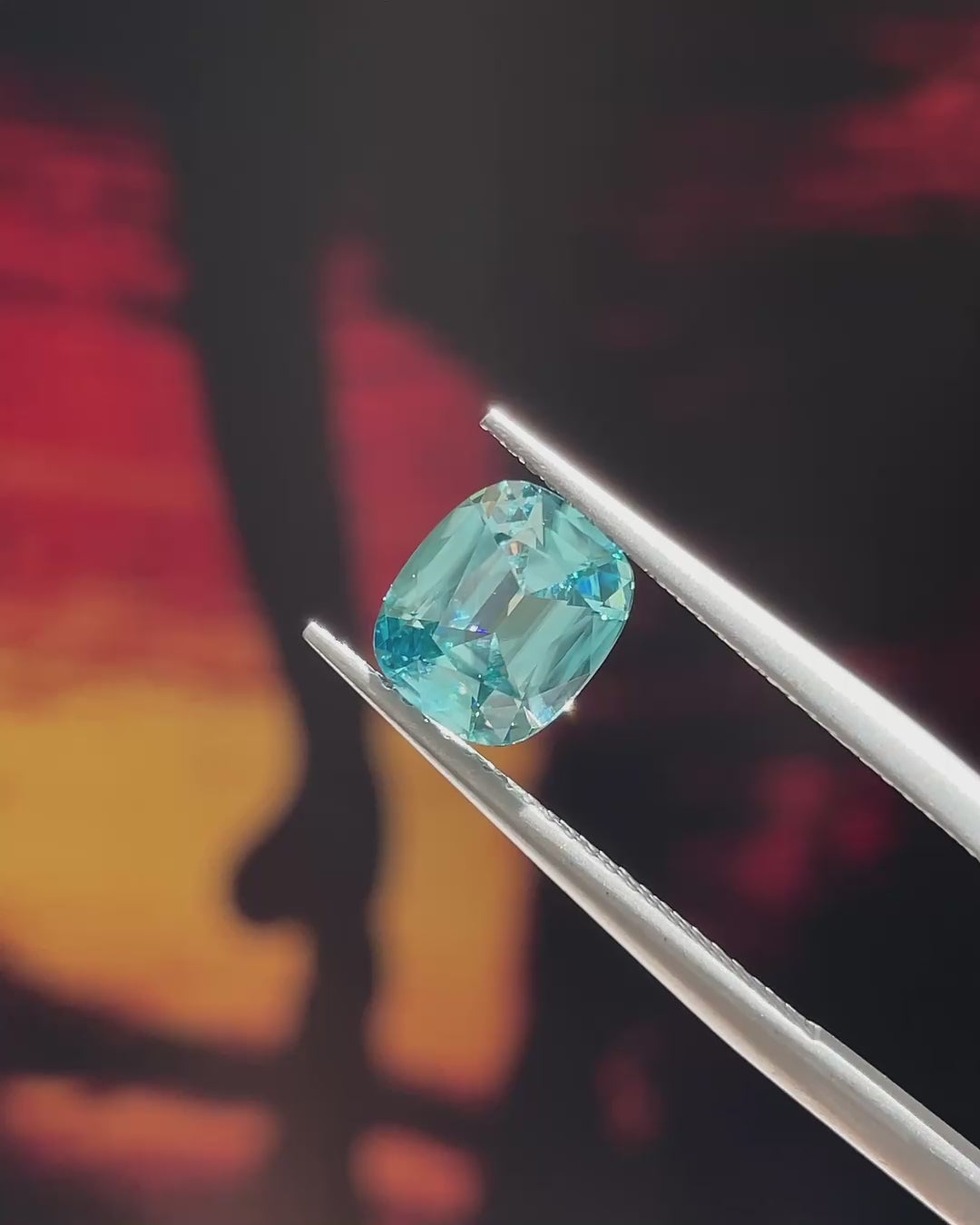 2.51 ct Sky Blue Zircon from Cambodia, precision cut, face-up, view 2