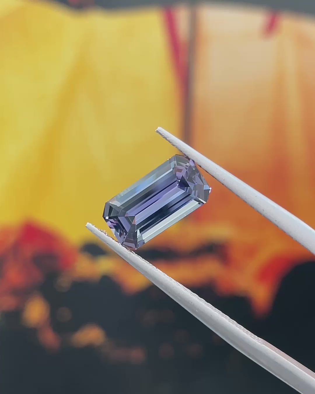 1.97 ct Mermaid Tanzanite, precision cut, face-up, view 1