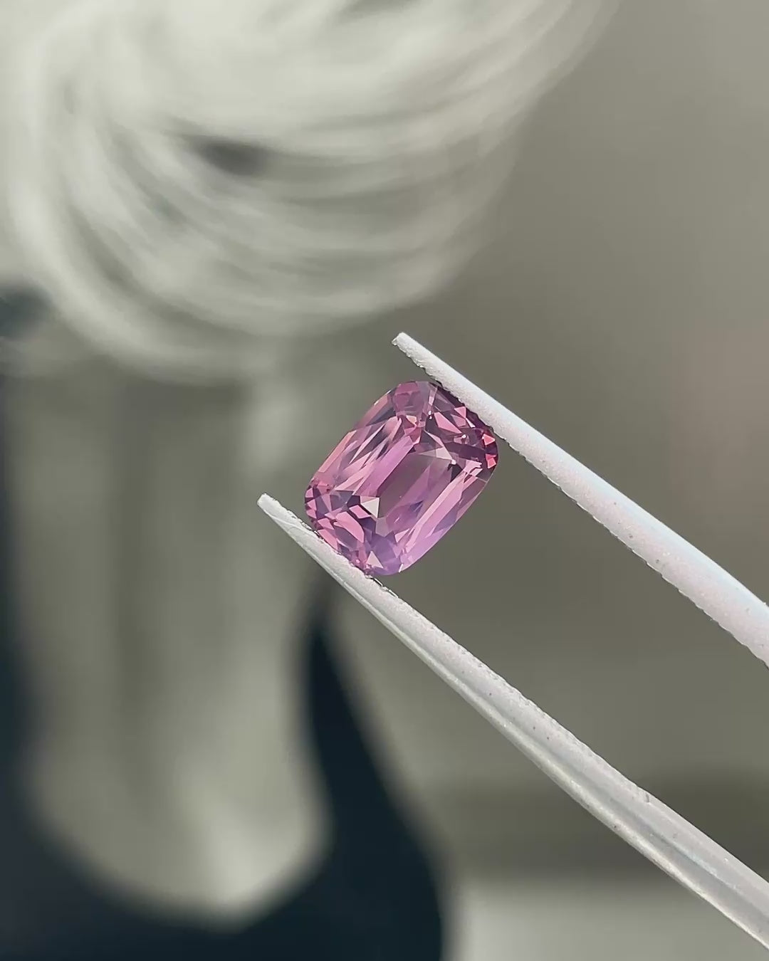1.72 ct Milky Spinel from Mahenge, precision cut, face-up, view 2