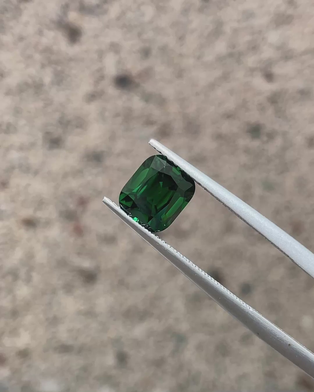 1.57 ct Rich Green Chrome Tourmaline from Tanzania, precision cut, face-up, view 4